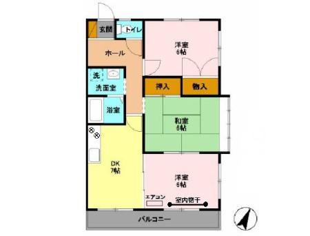 農住メゾンサニーホームズB(3DK/2階)の間取り写真