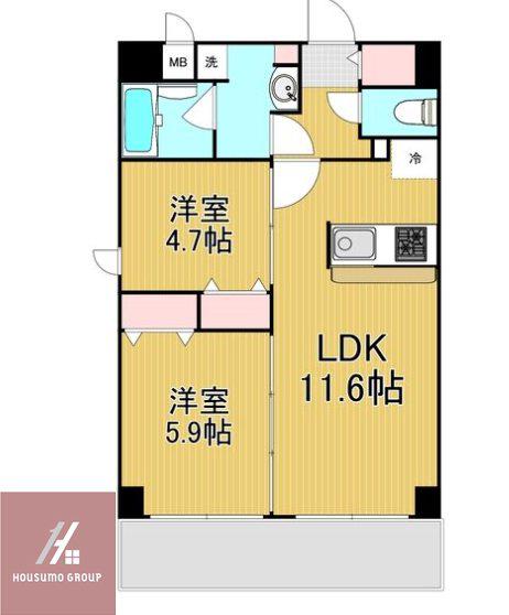 レジデンシア都島アイラ(2LDK/3階)の間取り写真