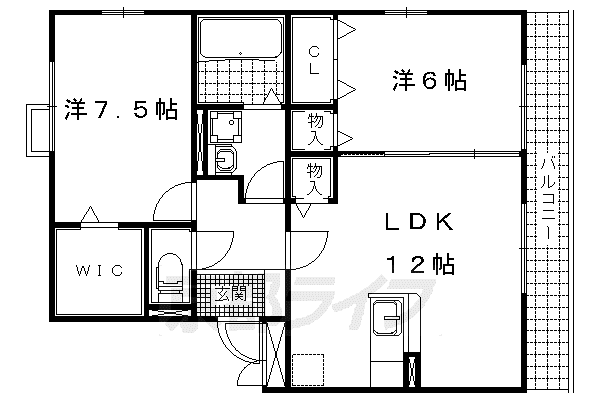 レークタウンB棟(2LDK/1階)の間取り写真