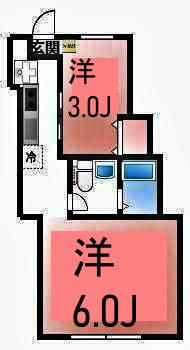 ベルビュー西谷(1DK/2階)の間取り写真