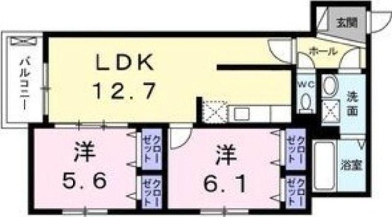 グラーツィア(2LDK/1階)の間取り写真