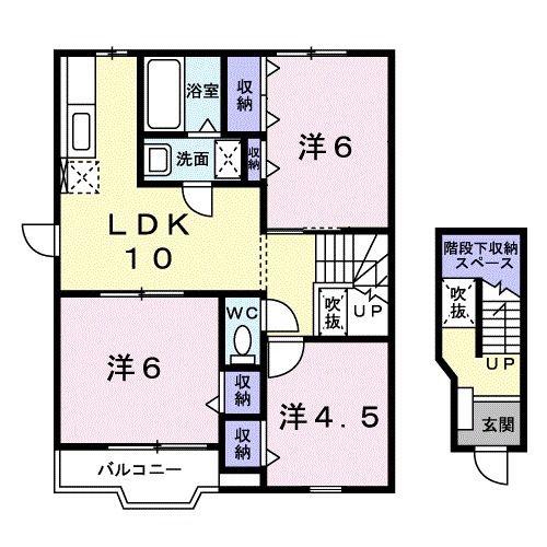 ヴィラシンシアB(3LDK/2階)の間取り写真
