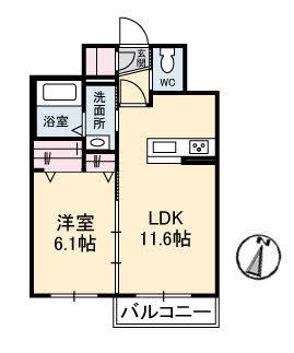 シャーメゾン アウローラ(1LDK/1階)の間取り写真