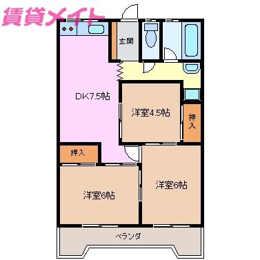 小古曽ビル(3DK/5階)の間取り写真