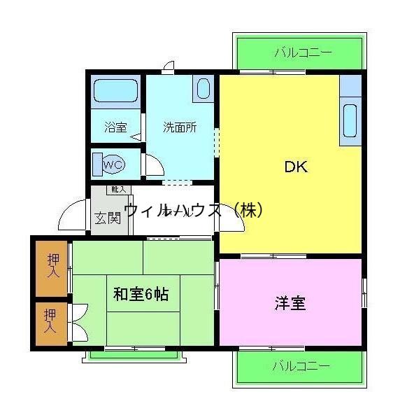 坂の久保ハイツD(2DK/2階)の間取り写真