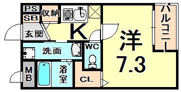 リバーサイドメゾン荒牧(1K/2階)の間取り写真
