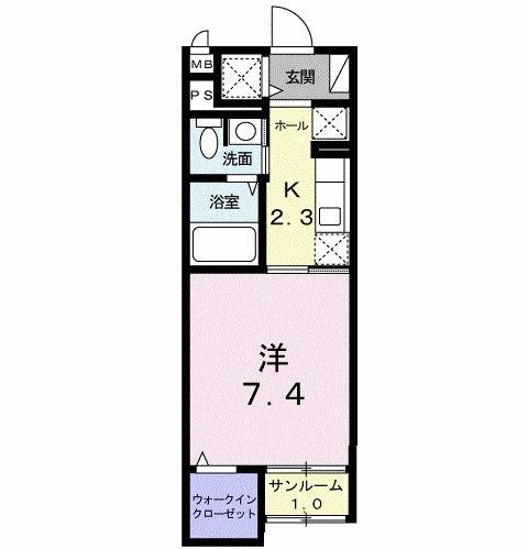 トゥット フェリーチェ 湘南(1K/1階)の間取り写真