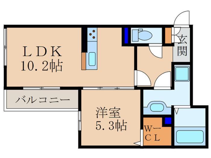 グレイス花(1LDK/2階)の間取り写真