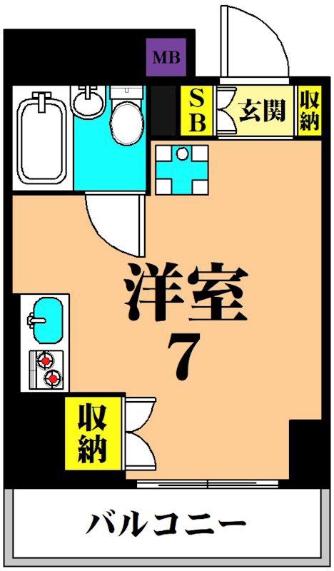 テラッサエスト(ワンルーム/12階)の間取り写真