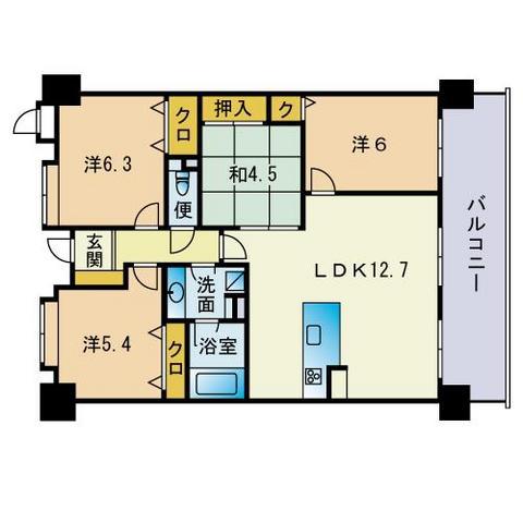 ルネッサンス21千早(4LDK/10階)の間取り写真