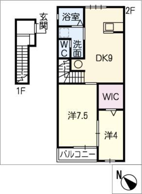 サンメゾン17(2DK/2階)の間取り写真