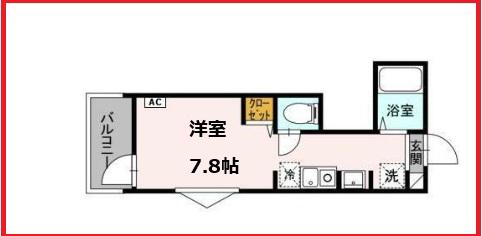 フェリシテ22M(ワンルーム/2階)の間取り写真