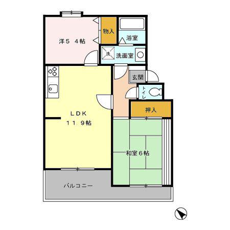 シャトル丸山台(2LDK/2階)の間取り写真