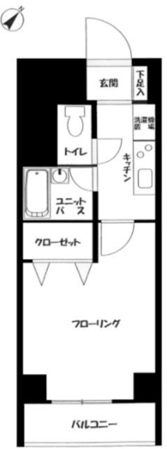 スカイコート月島(1K/2階)の間取り写真