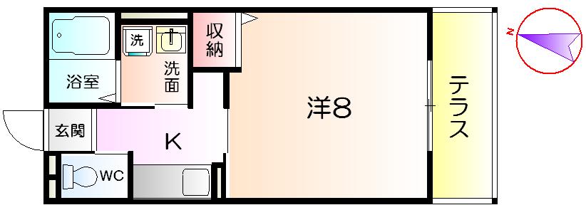 ロイヤルコート津久野(1K/1階)の間取り写真