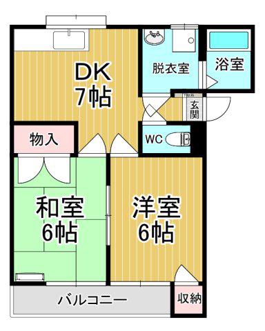 アレストカネコ1(2DK/2階)の間取り写真