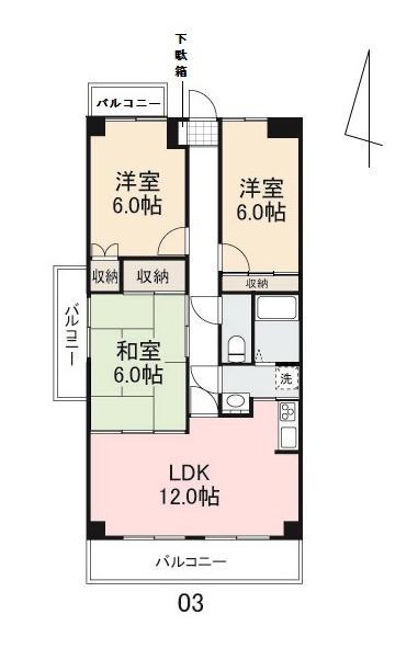 クレスト三条(3LDK/2階)の間取り写真
