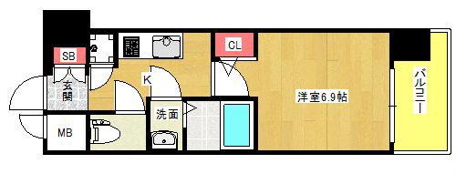 ファーストレジデンス大阪BAYSIDE(1K/7階)の間取り写真