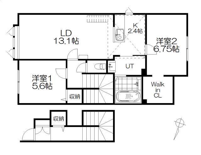 ソアラプレイスB(2LDK/2階)の間取り写真