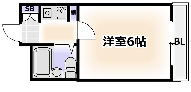 ロイヤルハイツ住吉(1K/3階)の間取り写真