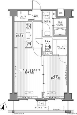 メゾンカルム西新宿(1LDK/3階)の間取り写真