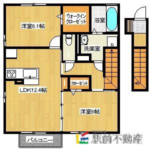 クレストハウス(2LDK/2階)の間取り写真