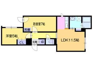 グランラヴィI(2LDK/3階)の間取り写真