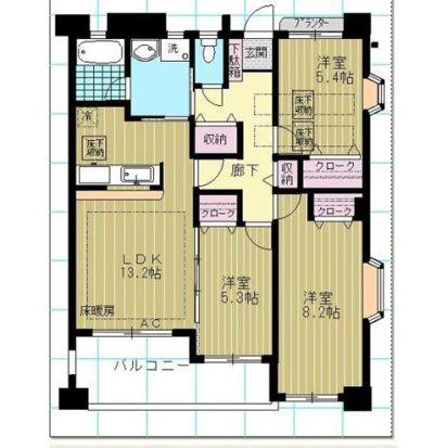 らくりーぶ21万願寺(3LDK/2階)の間取り写真