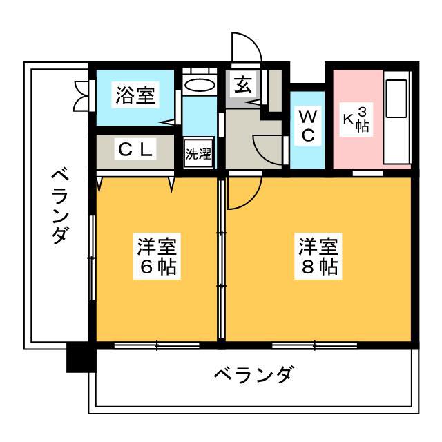 エンクレスト天神南II(2K/14階)の間取り写真