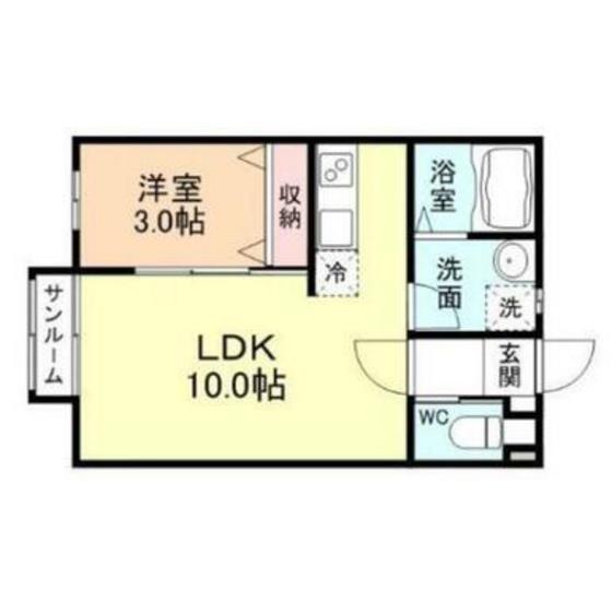 SHINE SQUARE(1LDK/1階)の間取り写真
