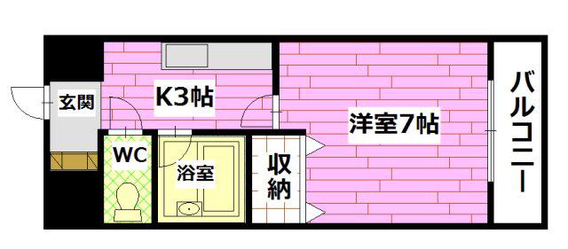 第2キャピタル祇園(1K/7階)の間取り写真