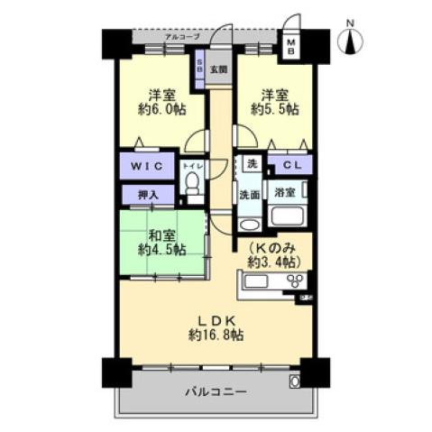 アルファスマート老松町(3LDK/9階)の間取り写真