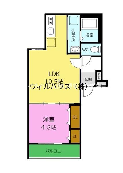 フジパレス堺もず5番館(1LDK/3階)の間取り写真