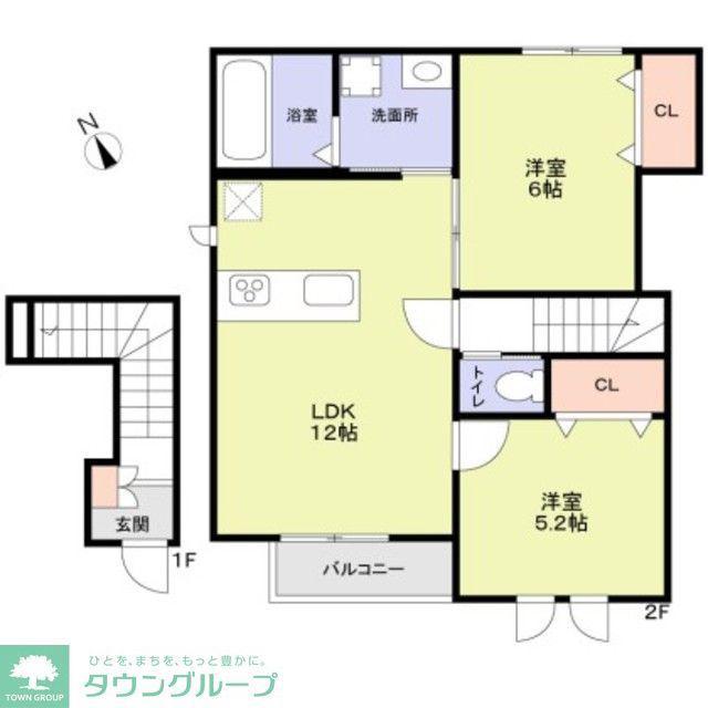 グランプレイス越谷(2LDK/2階)の間取り写真