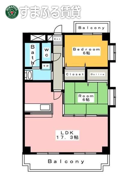 バトー・モンテ(2LDK/3階)の間取り写真
