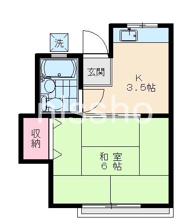 第二ローレルハイツ(1K/1階)の間取り写真