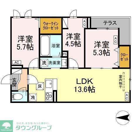 Dスクエア本町(3LDK/1階)の間取り写真