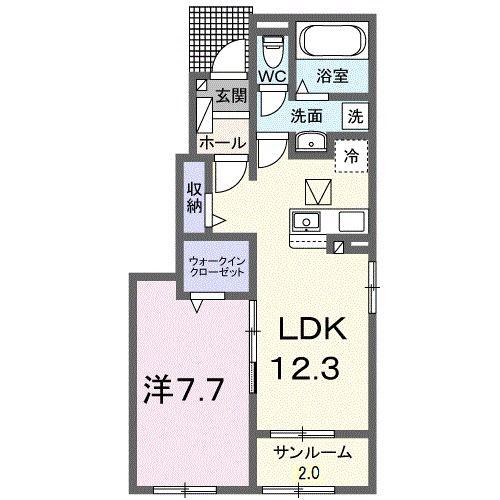 エテルナII(1LDK/1階)の間取り写真