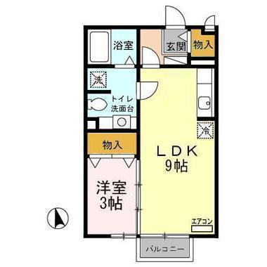 ロイヤルシャンティII(1LDK/1階)の間取り写真