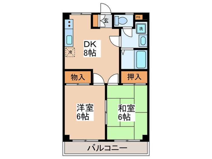 クリエールヤマナカ(2DK/1階)の間取り写真