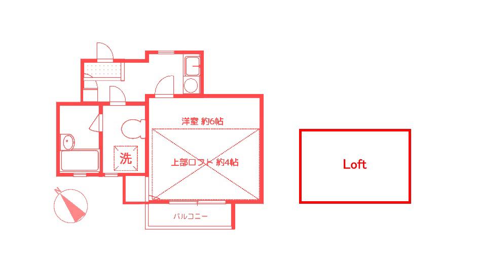 LANDSITZ上大岡(1K/2階)の間取り写真