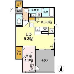 DーROOM ARAI 4TH STREET(1LDK/1階)の間取り写真