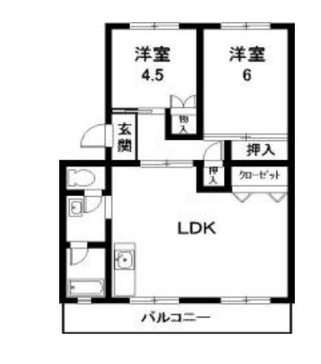 コーポラス戸松(2LDK/1階)の間取り写真