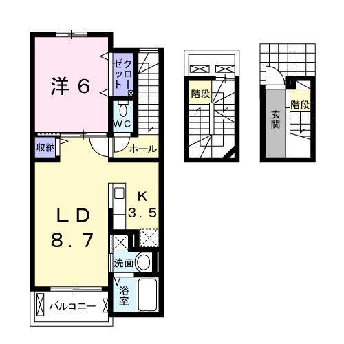 グラン ソレイユ N(1LDK/3階)の間取り写真