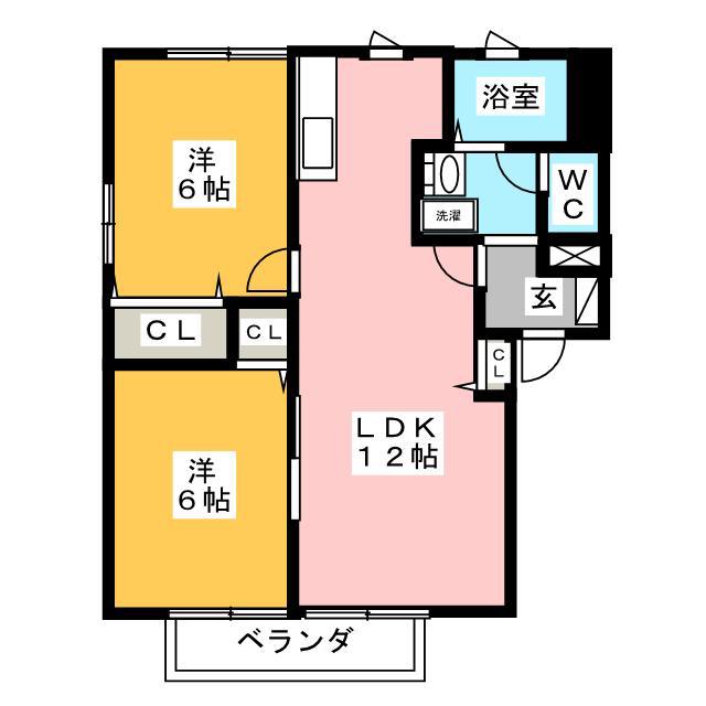 フォーレス A棟(2LDK/2階)の間取り写真