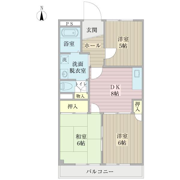 ブレスコート(3DK/2階)の間取り写真