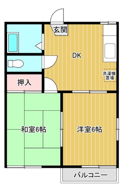アネックス若葉(2DK/1階)の間取り写真