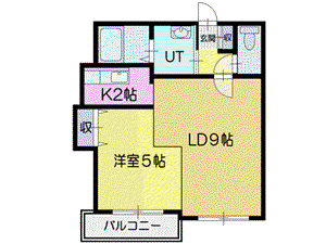 サンセットヒルズII(1LDK/1階)の間取り写真
