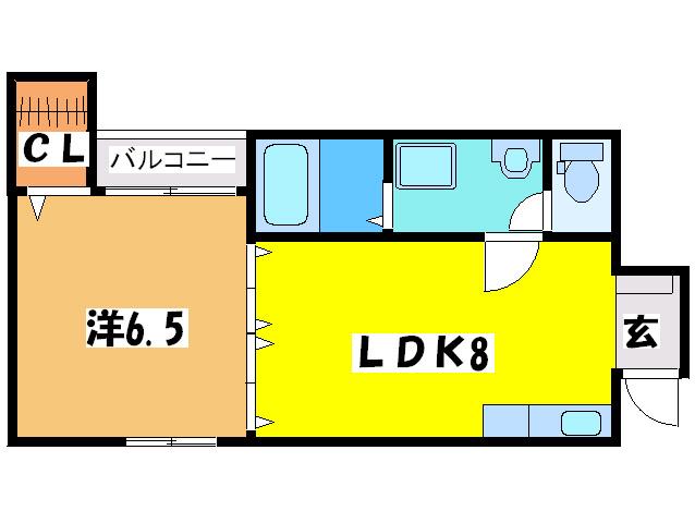 グランドウィング(1LDK/1階)の間取り写真