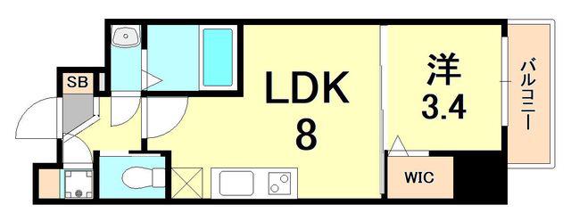 SERENITE三宮(1LDK/9階)の間取り写真